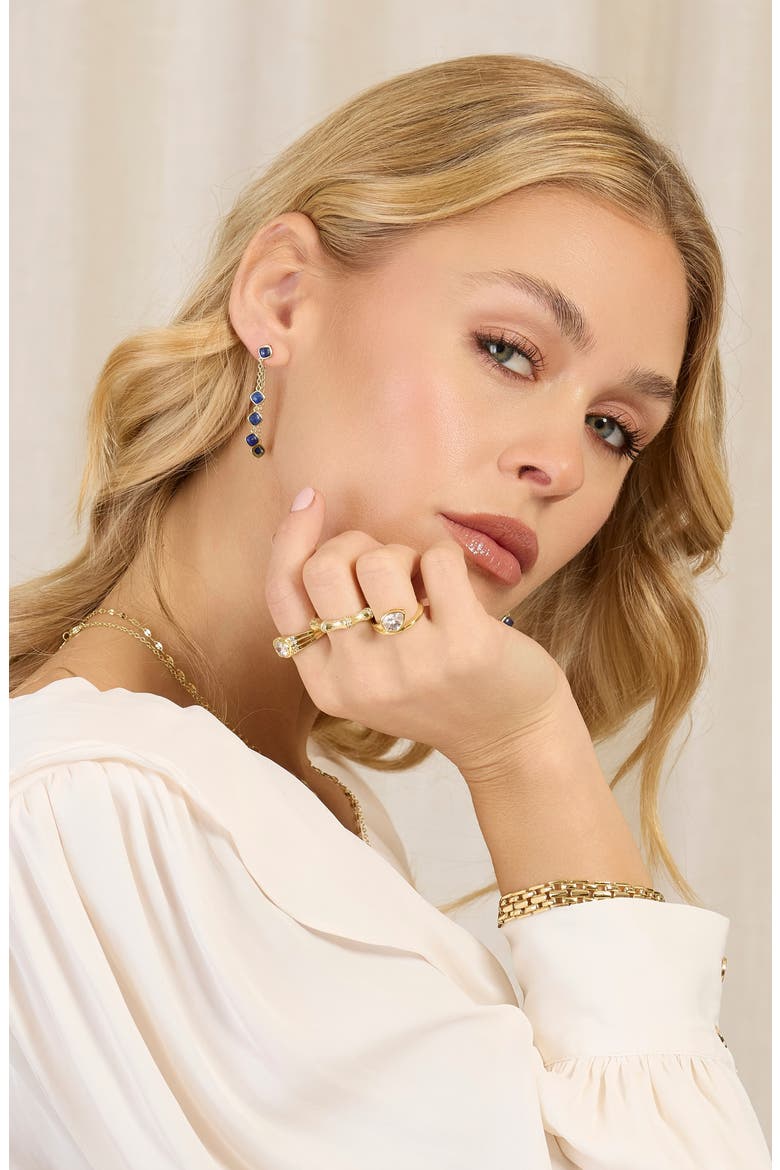 Front-Back Chain Drop Earrings, Alternate, color, BLUE GOLD
