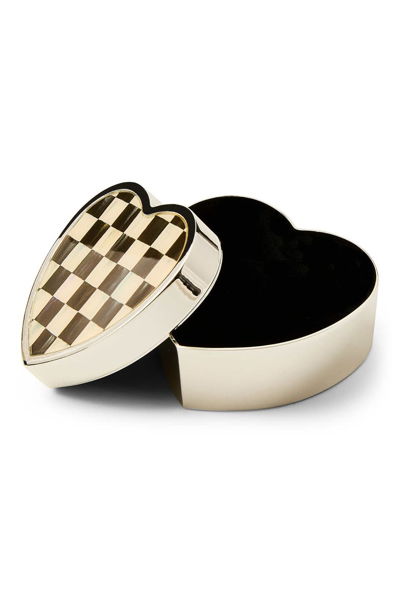 Courtly Check Heart Trinket Box, Alternate, color, BLACK/ WHITE