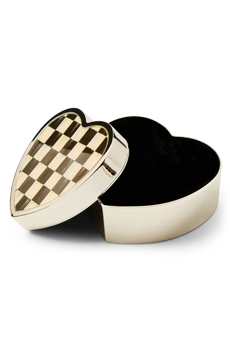 MACKENZIE CHILDS Courtly Check Heart Trinket Box, Alternate, color, Black/ White
