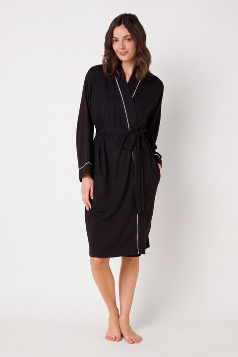 Solid Pima Knit Kimono Robe