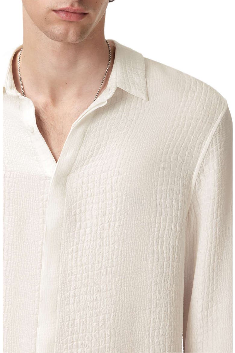Vito Silk Jacquard Button-Up Shirt, Alternate, color, WHITE