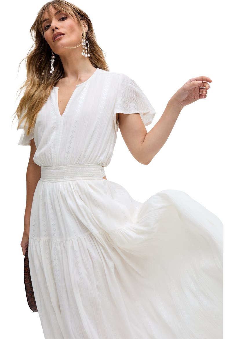 Candice Flutter Sleeve Maxi Dress, Alternate, color, White