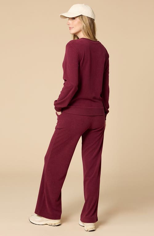 Softies Vintage Velvet V-neck With Wide Leg Pant In Red