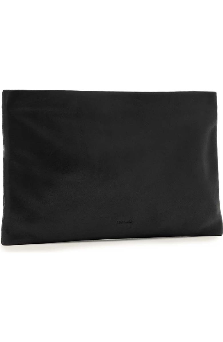 AllSaints Bettina Leather Clutch, Alternate, color, Black