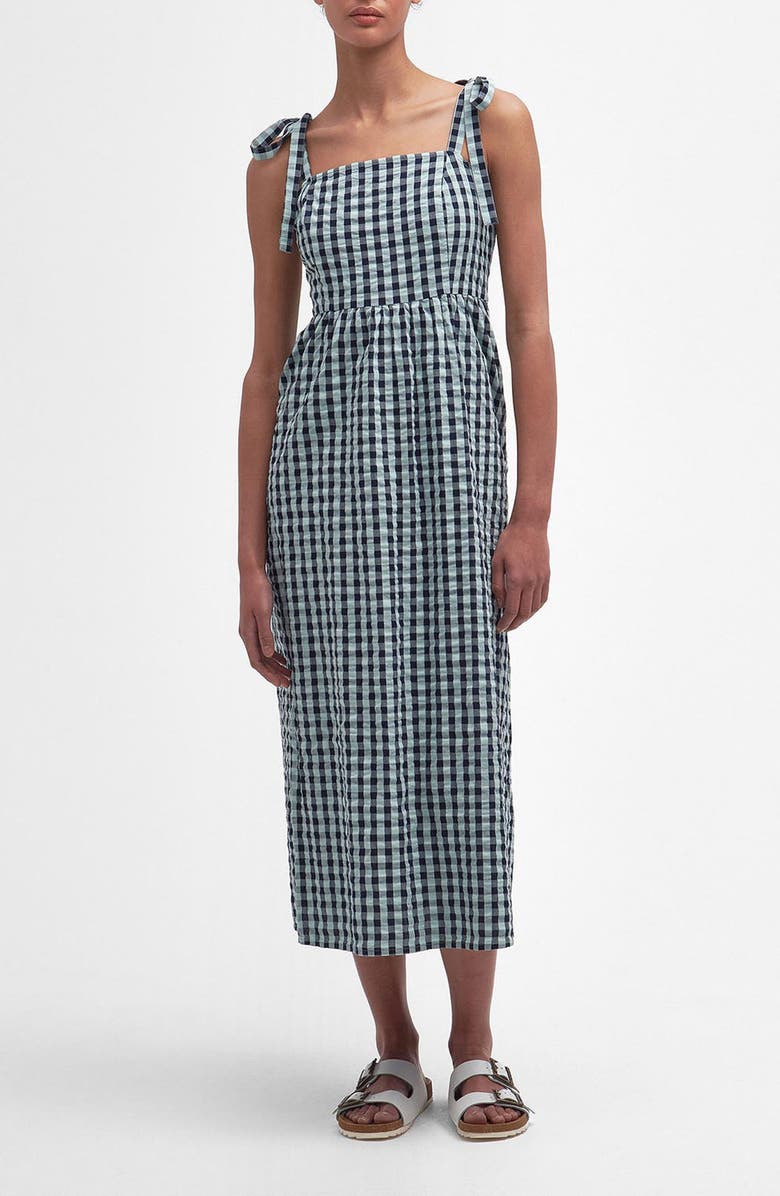 Barbour Abigail Gingham Cotton Midi Sundress, Main, color, Blue Haze Gingham