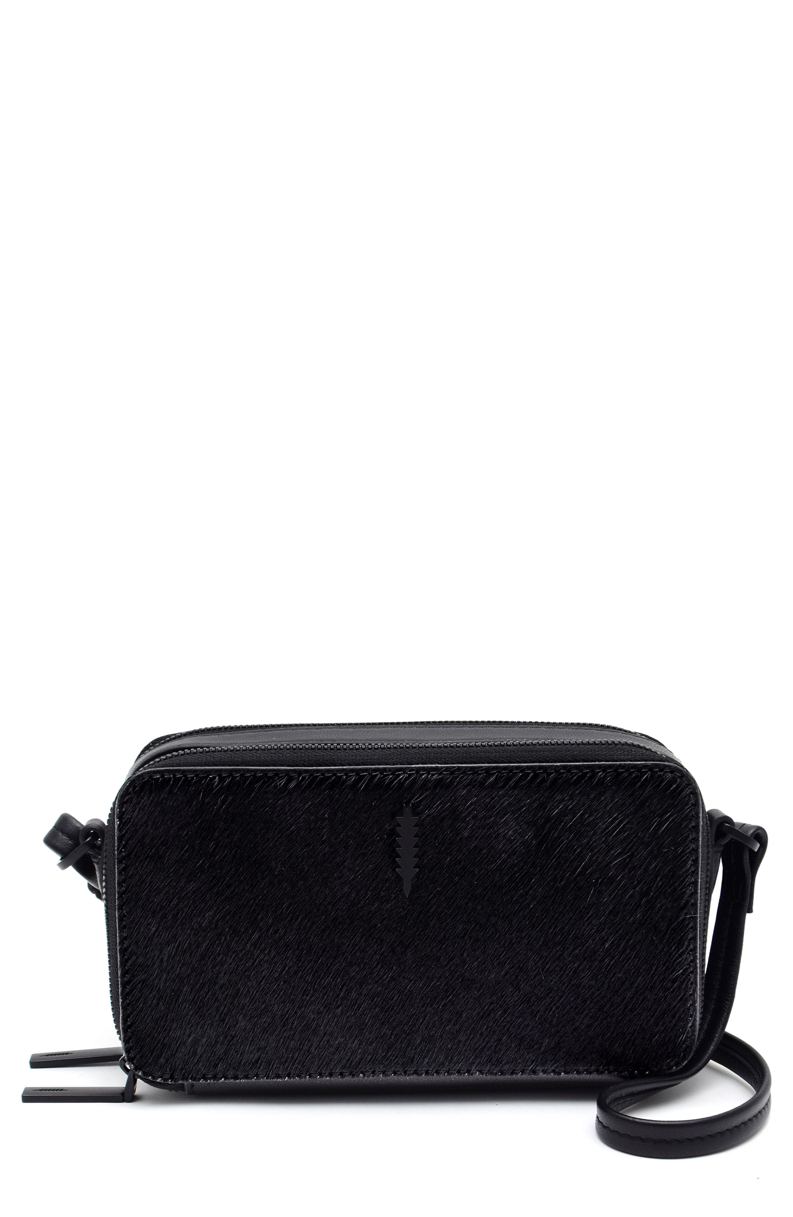 Thacker Riley Genuine Calf Hair Crossbody Bag, Main, color, Black/ Calf Hair