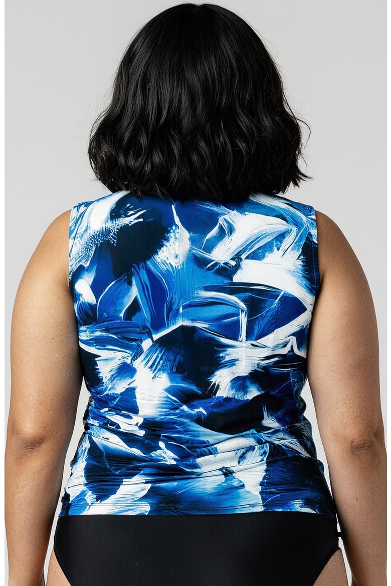 Plus Size Closed Back Maya Swim Top, Alternate, color, Navy Wave