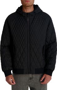 KARL LAGERFELD PARIS Hooded Diamond Quilted Jacket
