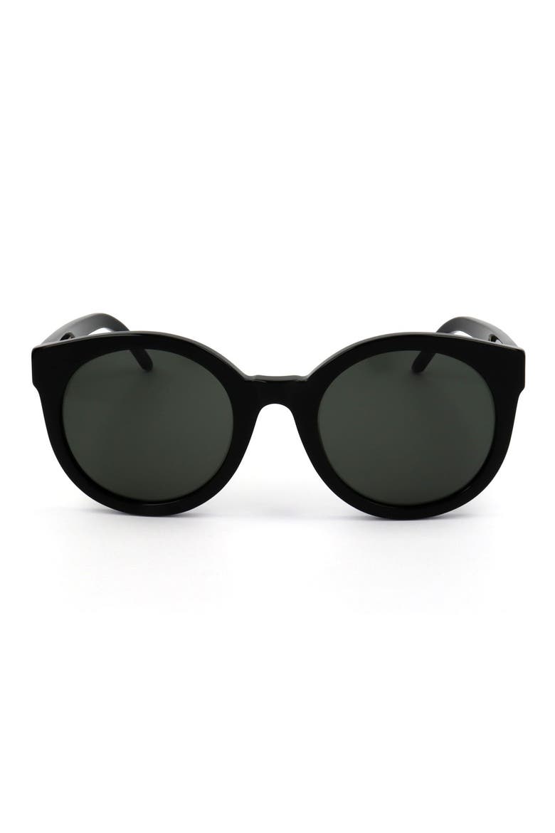 47mm Round Sunglasses, Main, color, BLACK