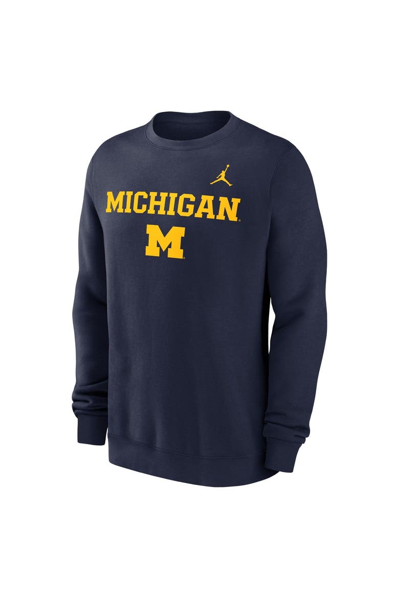 Men's Jordan Brand Navy Michigan Wolverines Primetime Primary Stack Pullover Sweatshirt, Alternate, color, Navy