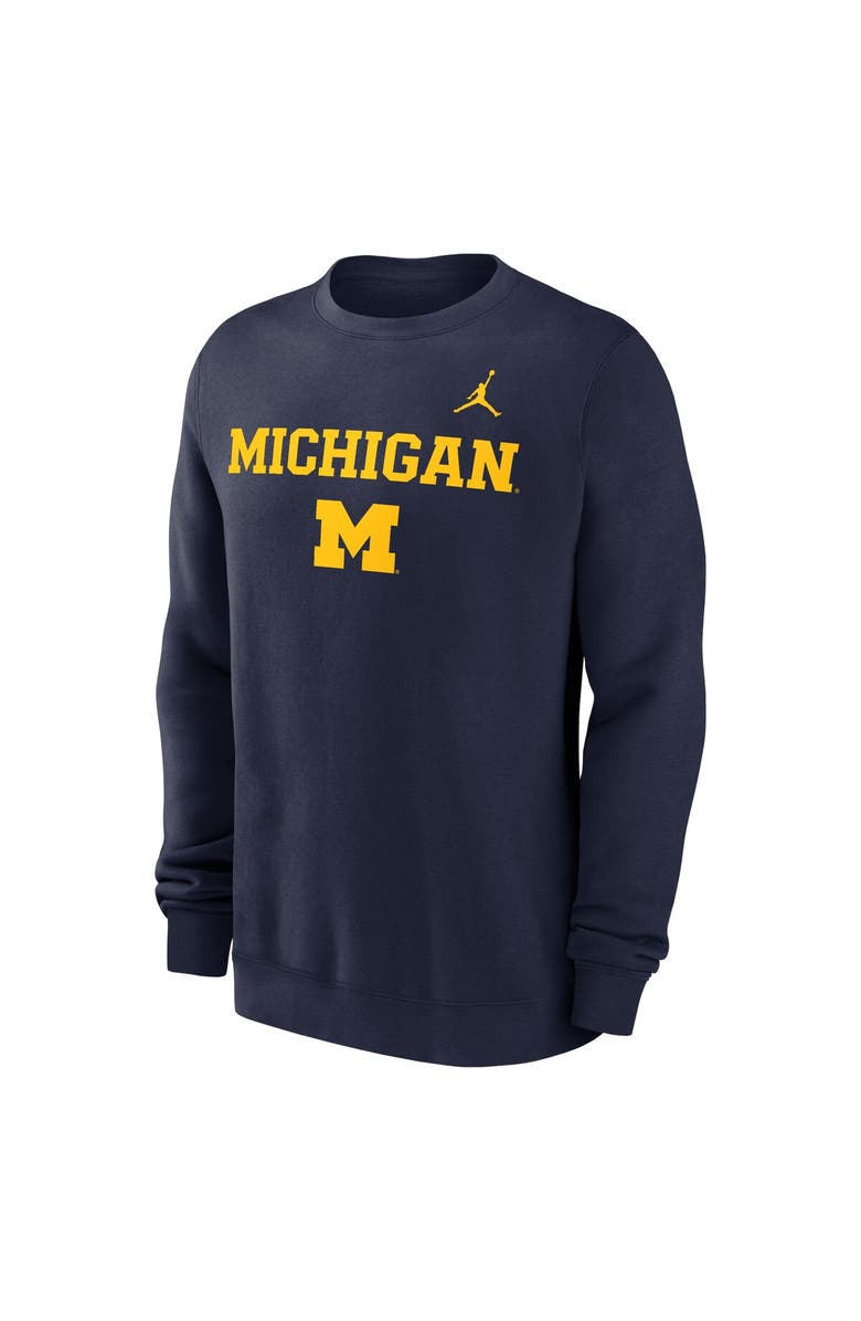 Jordan Brand Men's Jordan Brand Navy Michigan Wolverines Primetime Primary Stack Pullover Sweatshirt, Alternate, color,