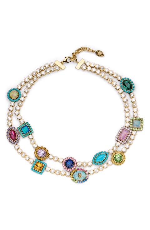 Double Strand Tennis Statement Necklace