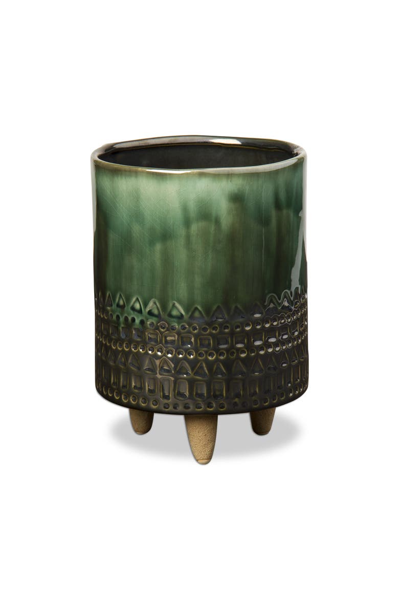 Companero Large Emerald Green Ceramic Planter Pot Garden, Main, color, Green