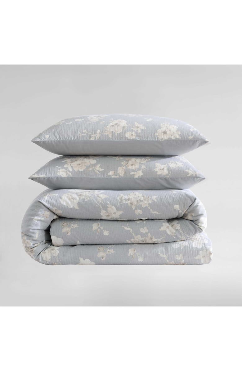 Calvin Klein Home Eternity Floral Reversible Cotton Gauze Duvet Cover & Shams Set, Alternate, color, Open Lt-Pastel Grey