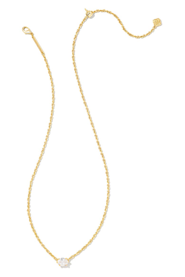 Cailin Cubic Zirconia Station Necklace, Alternate, color, GOLD/ METAL WHITE