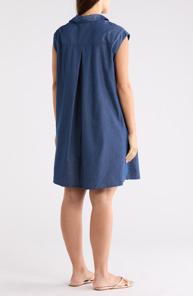 London Times Cap Sleeve A-Line Dress, Alternate, color, Denim
