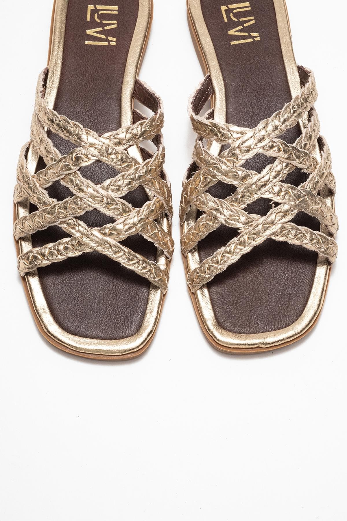 Forever & Always Shoes Alisha Leather Slide Sandal, Alternate, color, Gold Leather