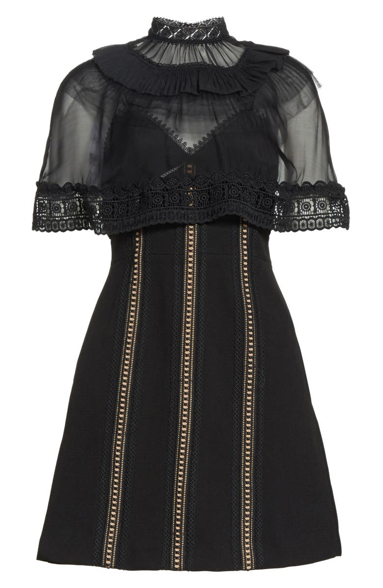 Self-Portrait Trimmed Overlay Minidress, Alternate, color, 