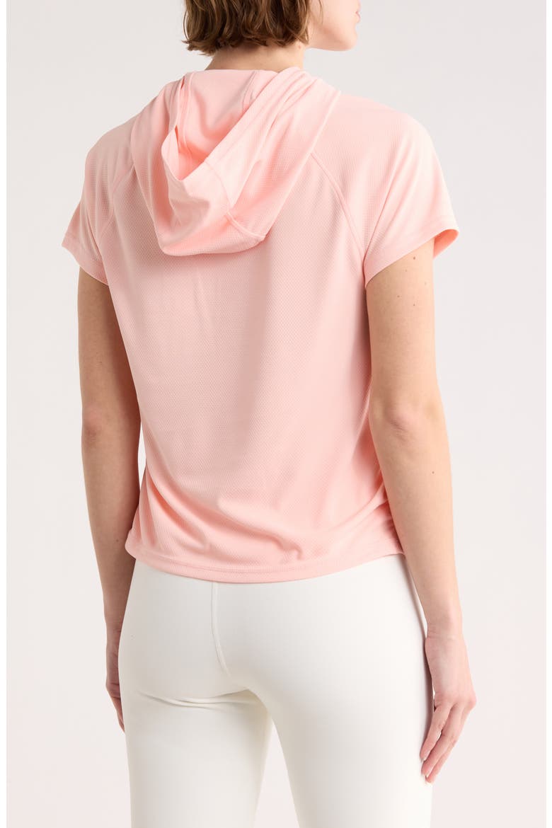 Ruched Short Sleeve Hooded T-Shirt, Alternate, color, PEACH SPRITZ