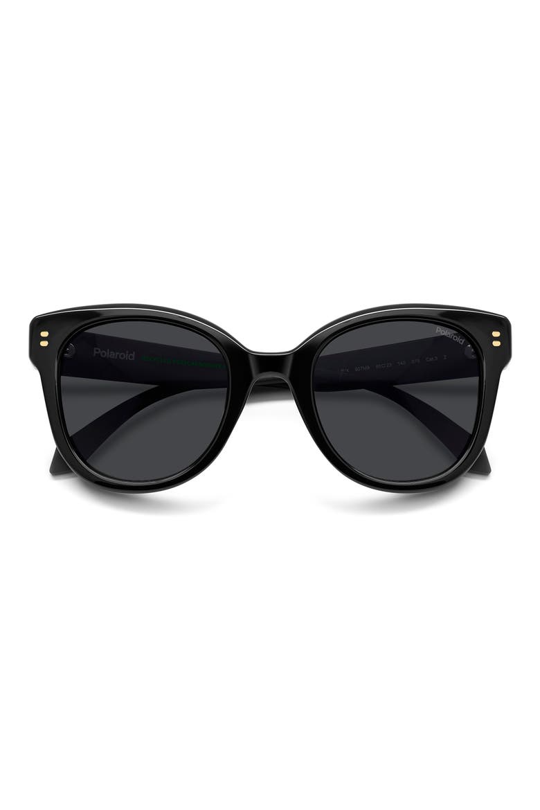 50mm Polarized Round Sunglasses, Main, color, BLACK/ GREY