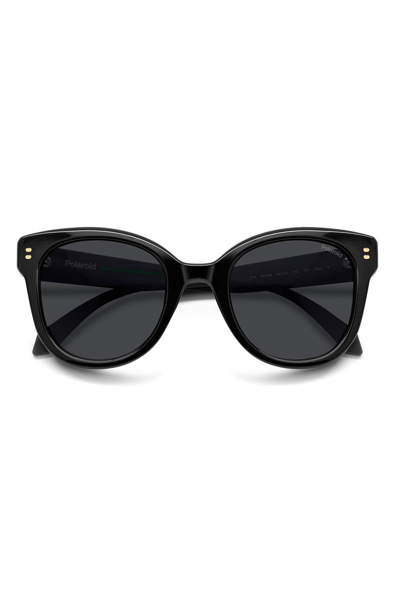 Polaroid 50mm Polarized Round Sunglasses, Main, color, Black/ Grey