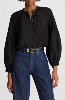 Madewell Shirred Balloon Sleeve Button-Up Top