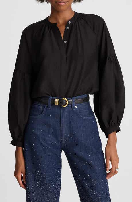 Madewell Shirred Balloon Sleeve Button-Up Top