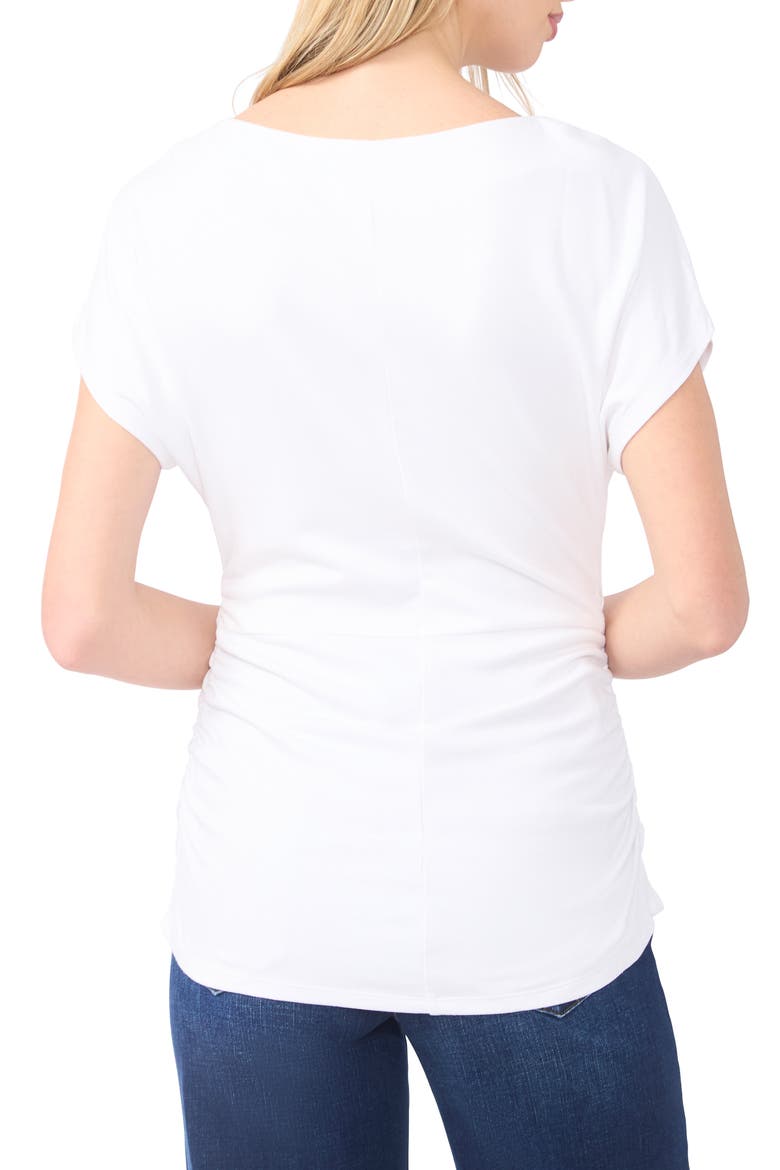 Shirred Dolman Short Sleeve Ponte Top, Alternate, color, BRIGHT WHITE