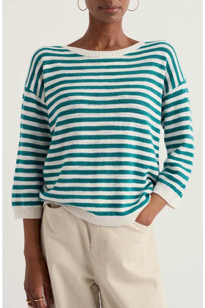 Knavock Stripe Organic Cotton & Linen Sweater, Main, color, MINI CORNISH DEEP DIVE