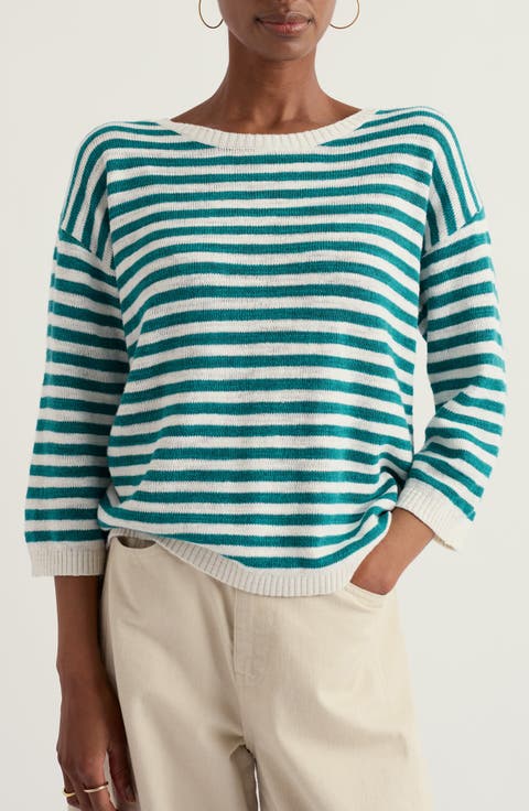 Knavock Stripe Organic Cotton & Linen Sweater