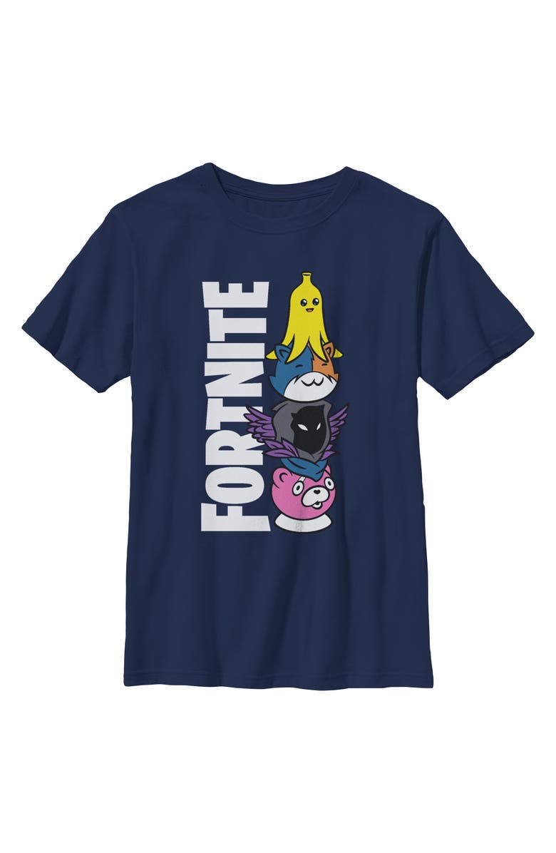 FORTNITE Boy's Fortnite Cute Characters Logo Graphic T-Shirt, Main, color, Navy Blue