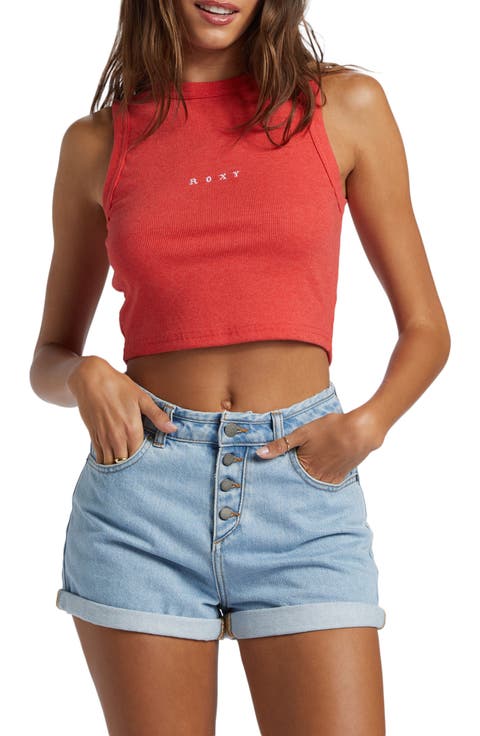 Roxify Sleeveless Rib Crop Top