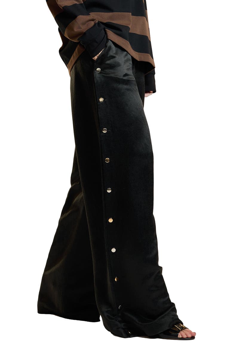 Cynthia Rowley Wide Leg Snap Pants, Alternate, color, Black