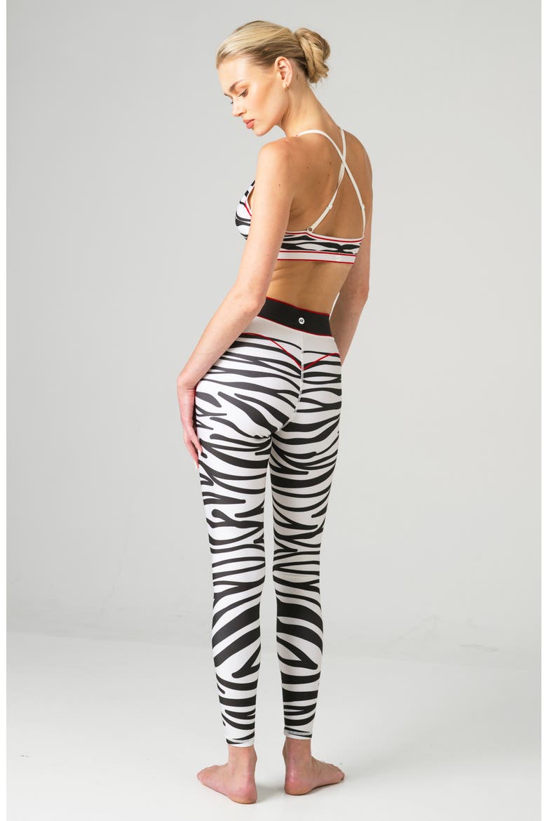 Zebra Stripe High-Waisted Leggings, Alternate, color, White