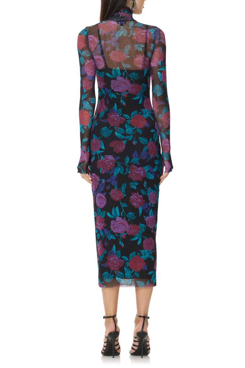 Shailene Midi Dress, Alternate, color, PLUM ROSES