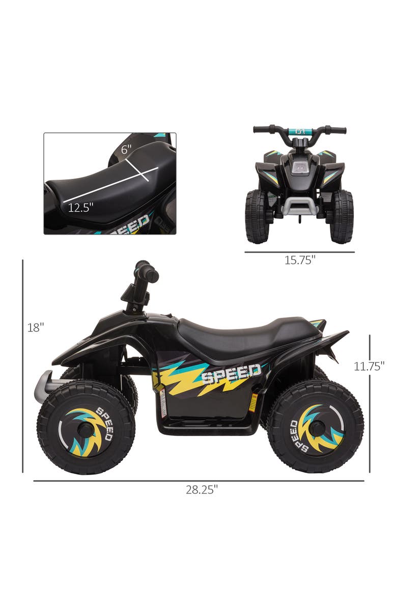 Aosom Kids Electric ATV, 6V, 4-Wheel, Forward/Reverse, Alternate, color, Black