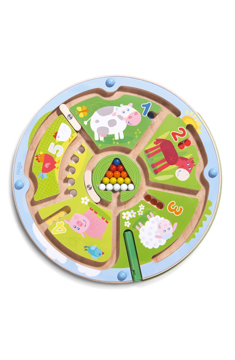 HABA Busy Board for Toddlers 2-4 - Number Maze Magnetic Puzzle Game, Toddler Travel Toys for Preschoolers & Fine Motor STEM Toy, Main, color, Multi