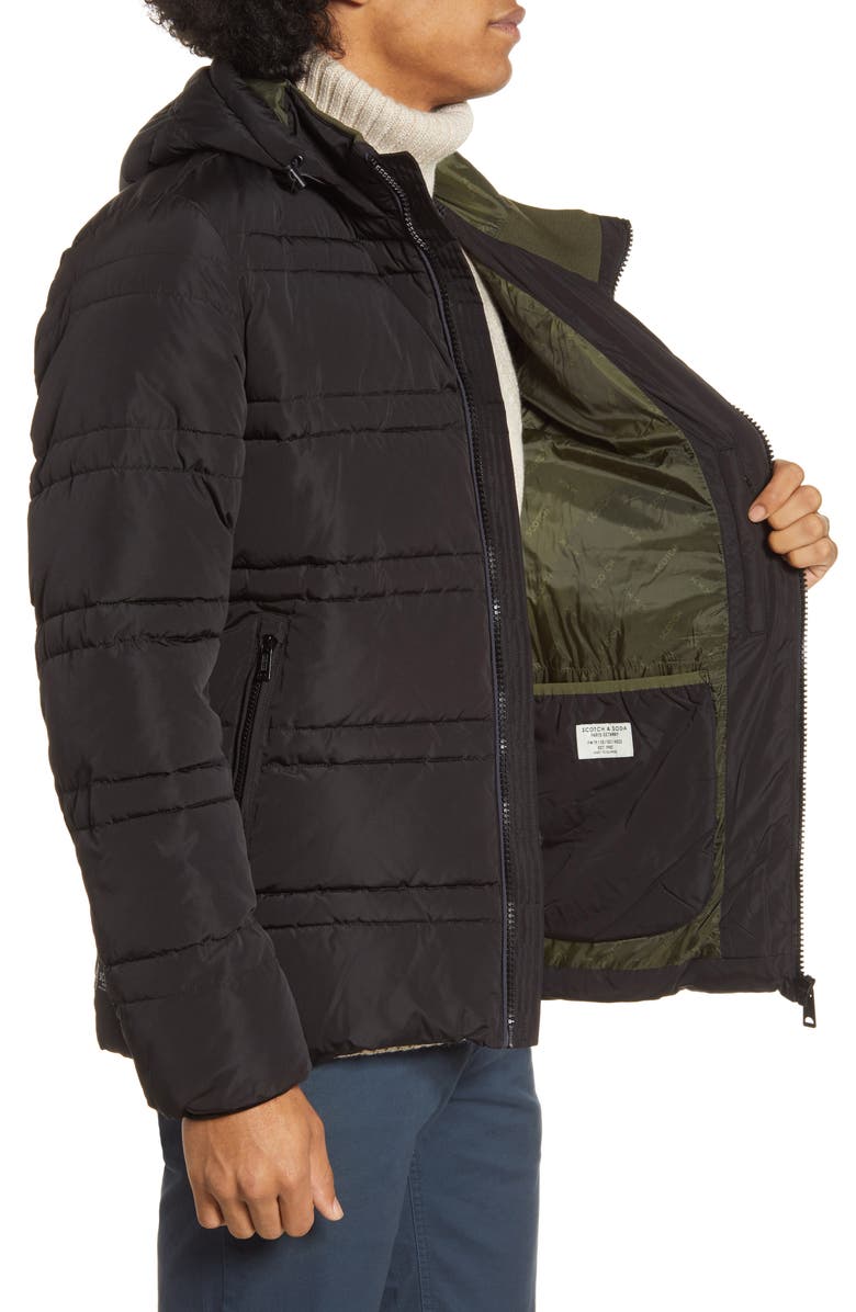 Scotch & Soda Channel Quilted Hooded Jacket, Alternate, color,