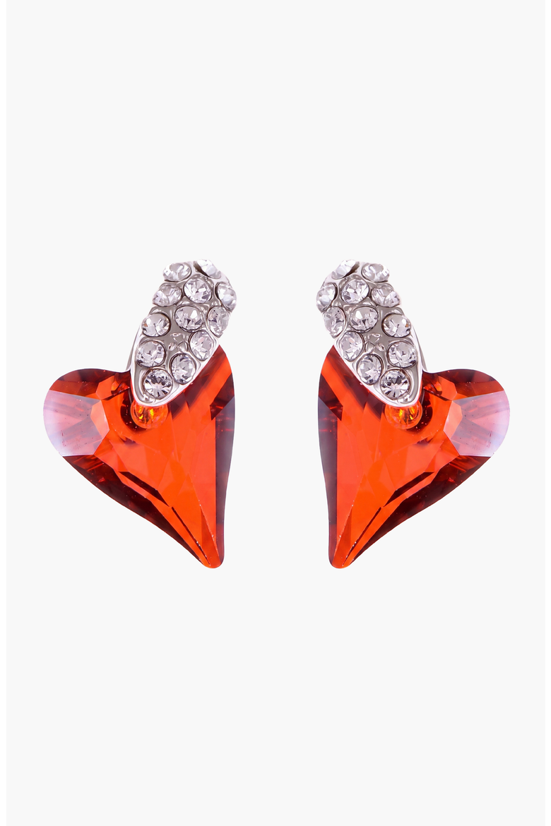 Dangle Crystal Heart Earrings, Main, color, Red