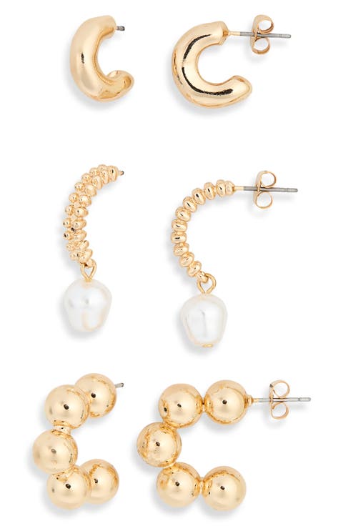 Pack of 3 Assorted Hoop Earrings Set