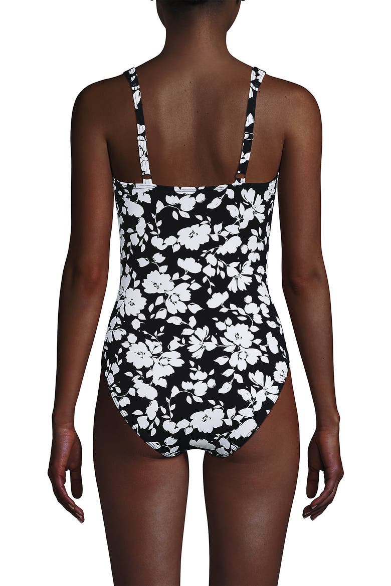 Sweetheart Underwire Wrap One Piece Swimsuit, Alternate, color, Black Blossom Floral