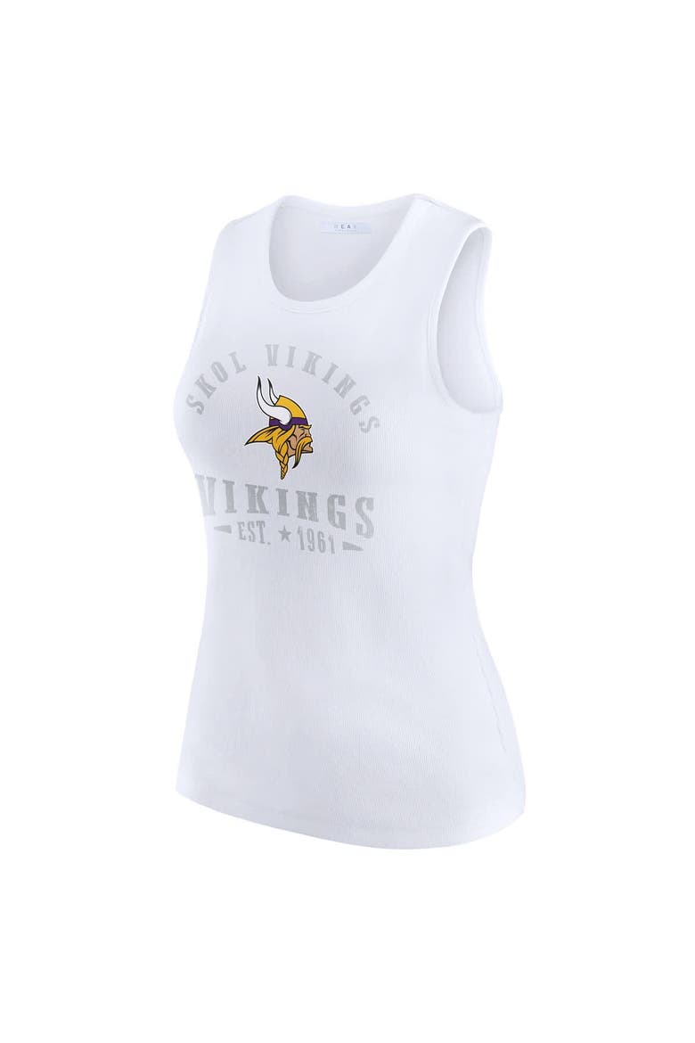 Women's WEAR by Erin Andrews  White Minnesota Vikings Ribbed Graphic Tank Top, Alternate, color, White