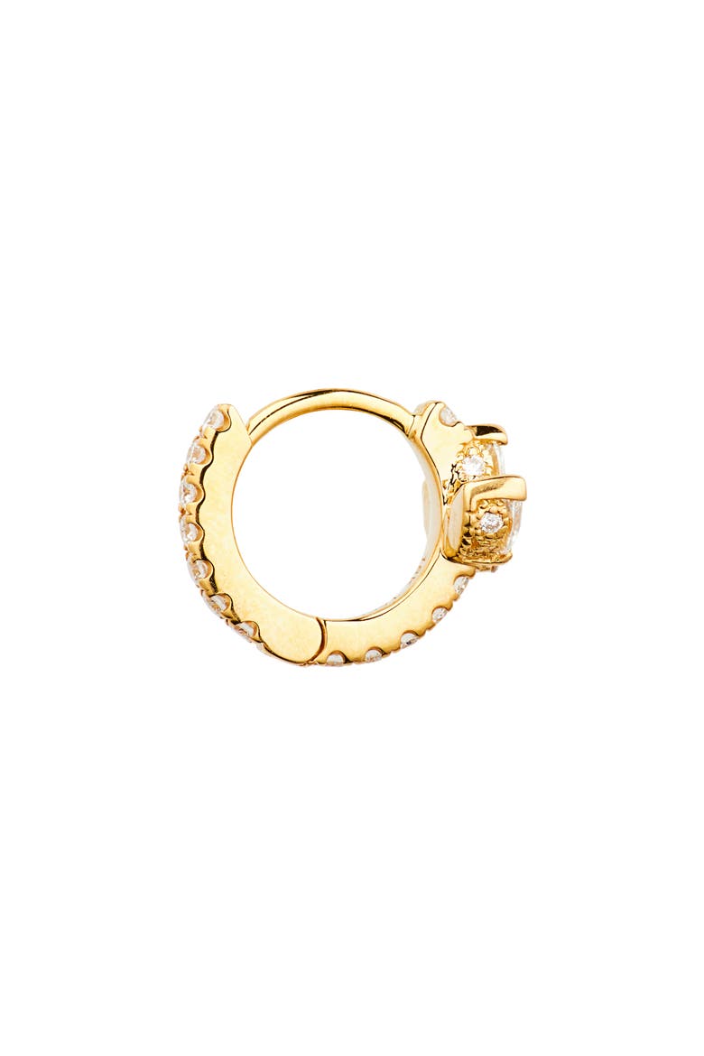 Diamond Lotus Eternity Huggie Hoop Earring, Alternate, color, 18K YELLOW GOLD/ DIAMOND