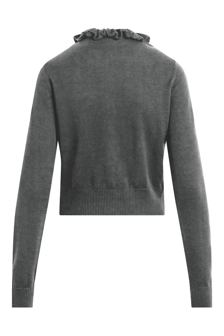 The Meet the Parents Ruffle Neck Wool Cardigan, Alternate, color, HEATHER GREY
