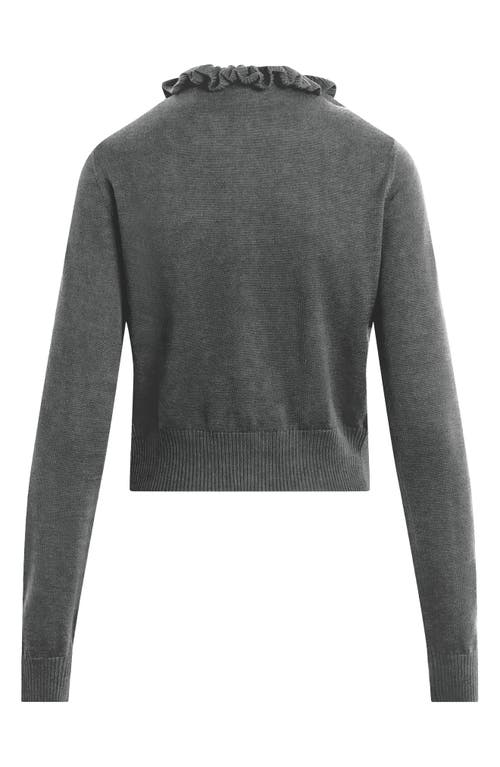 Favorite Daughter The Meet The Parents Ruffle Neck Wool Cardigan In Gray