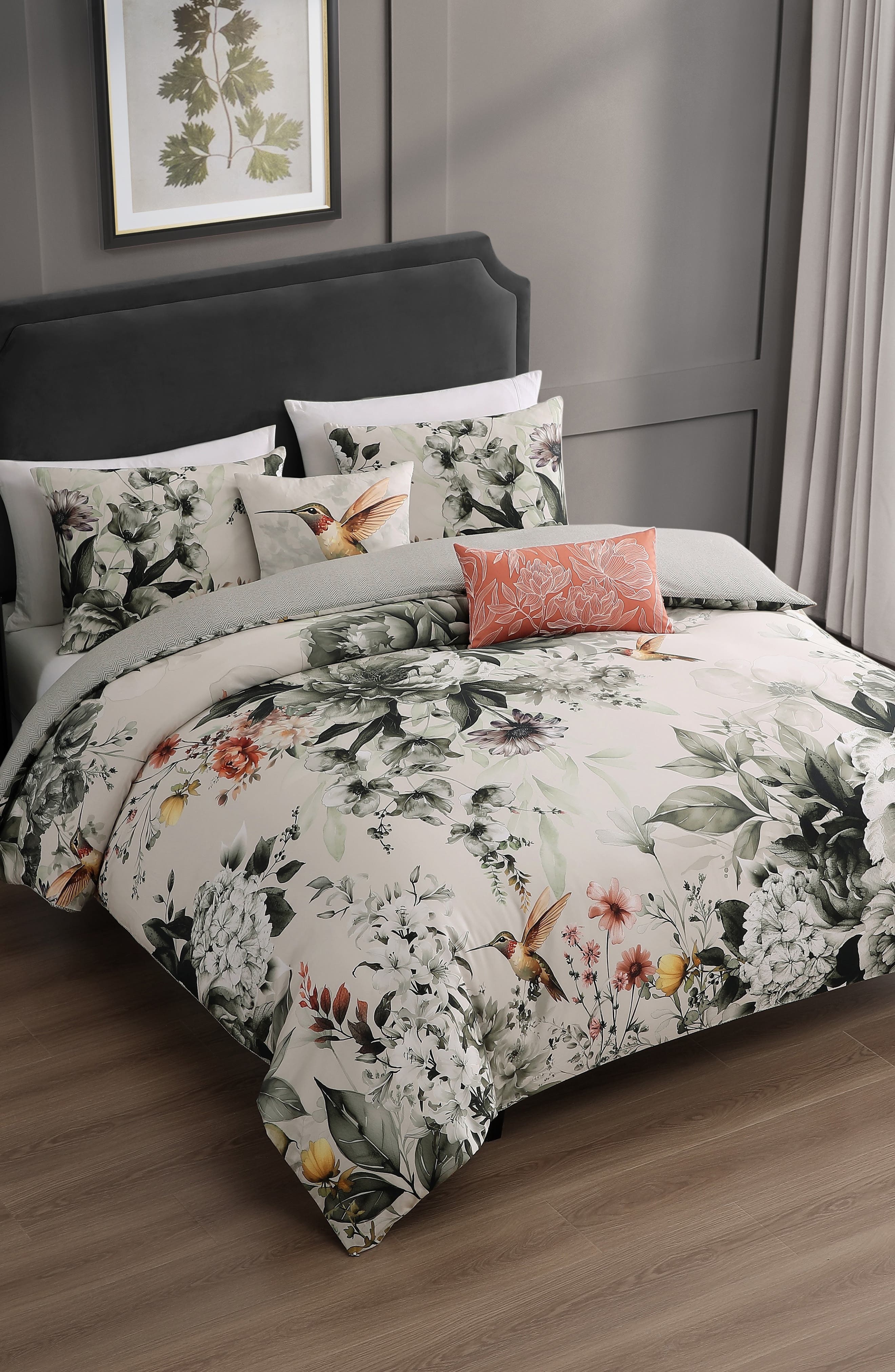 Bebejan Hummingbird Bloom Reversible Cotton Sateen Comforter Set