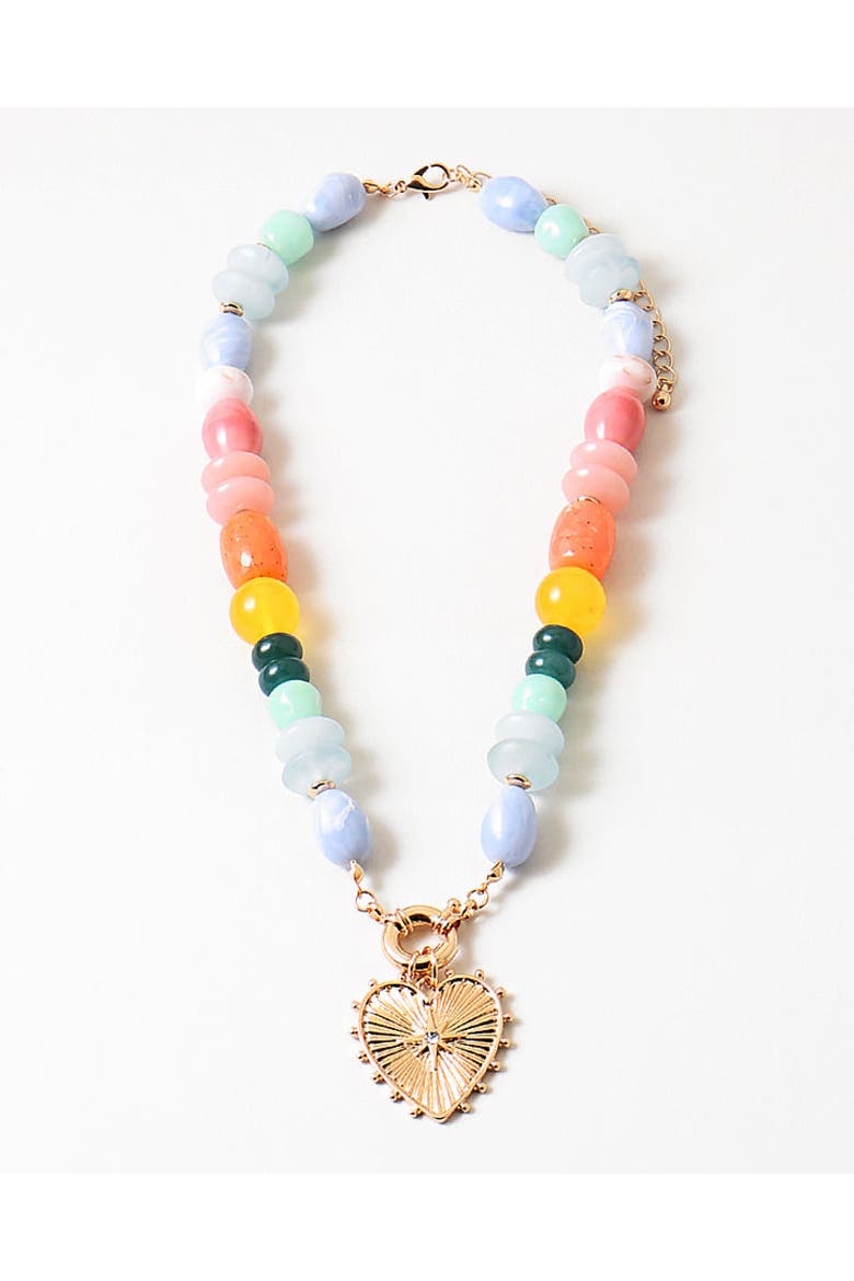 Serendipity Heart Necklace, Main, color, Pink
