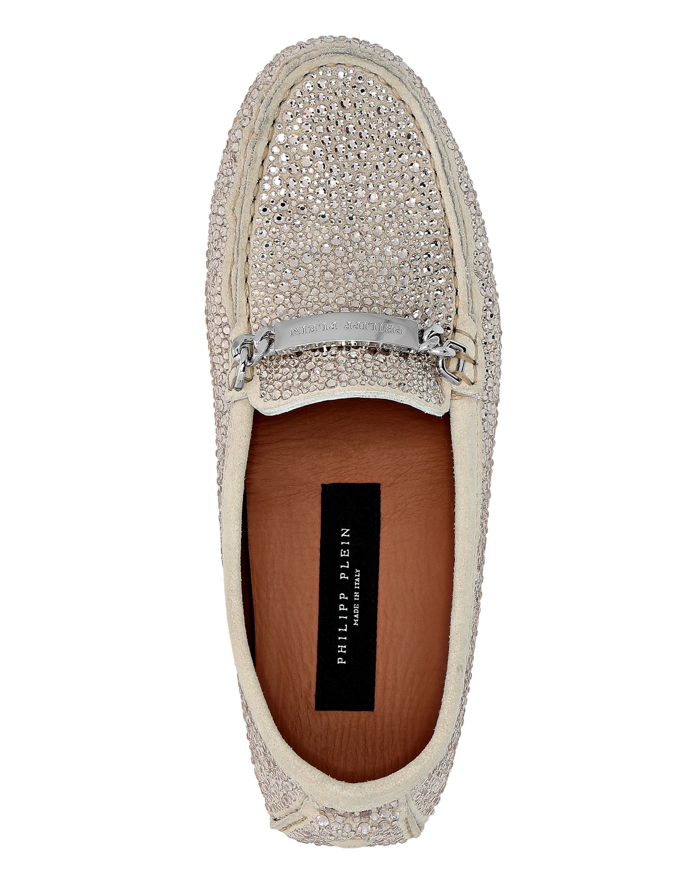 Suede Strass Moccasin Women, Alternate, color, beige