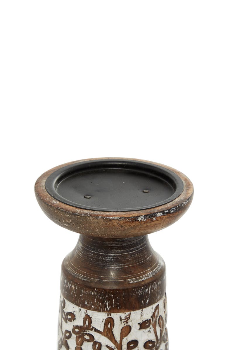 WILLOW ROW Natural Brown Mango Wood Candle Holder - Set of 3, Alternate, color, Brown