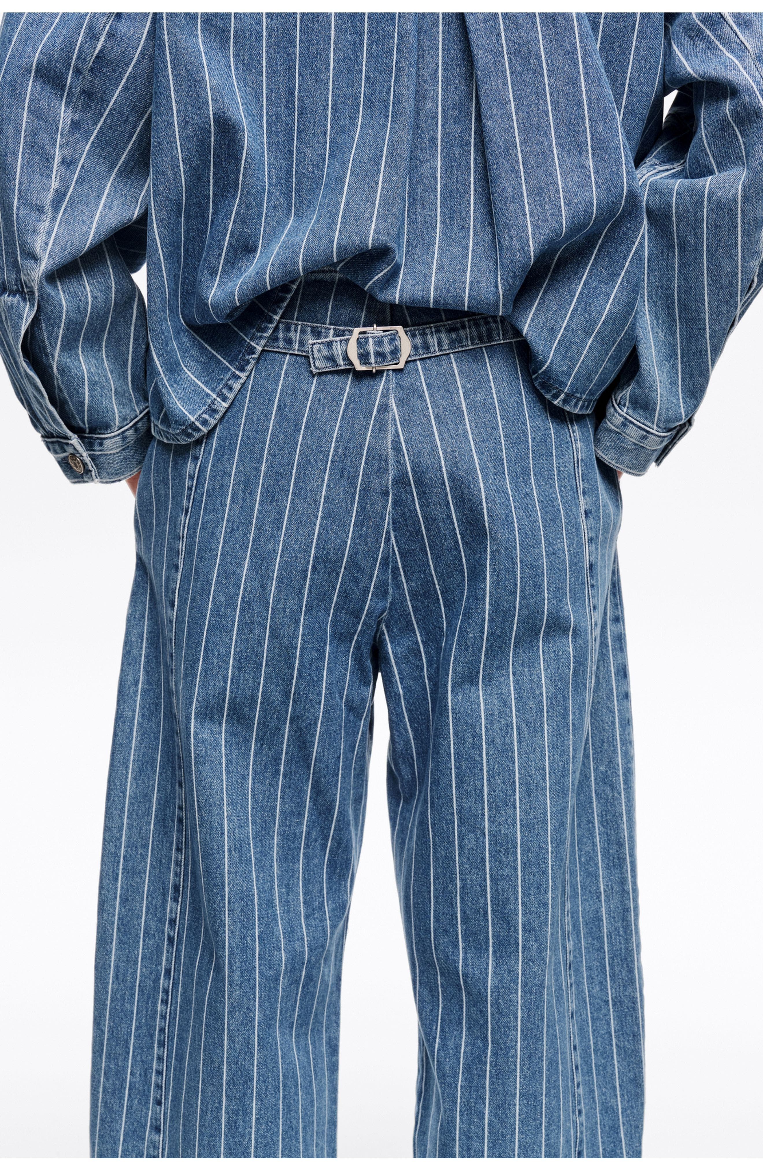 Striped Barrel Jeans With Buckle - image 2